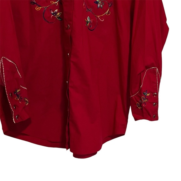 Vintage Cotton Express Embroidered Red Western Shirt Size Large Cowgirlcore NWT - Picture 8 of 13